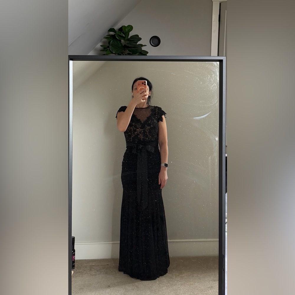 Betsy & Adam Elegant Black Lace Evening Gown. Worn once